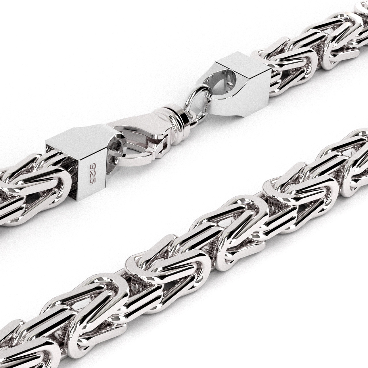 Königskette 4Kant 7,0mm massiv 925 Sterling Silber