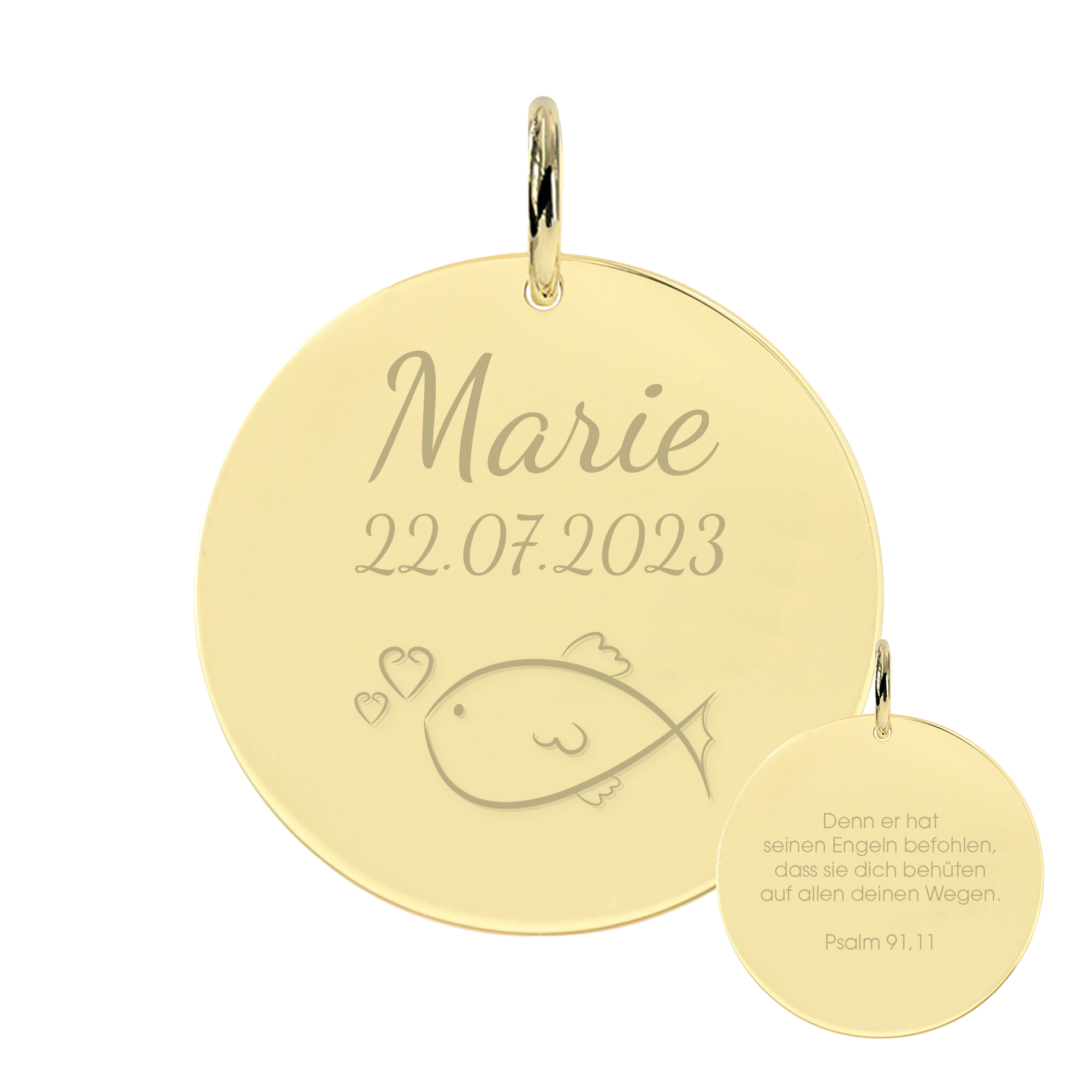 Taufe Fisch Chloé Gravur-Anhänger/Plättchen