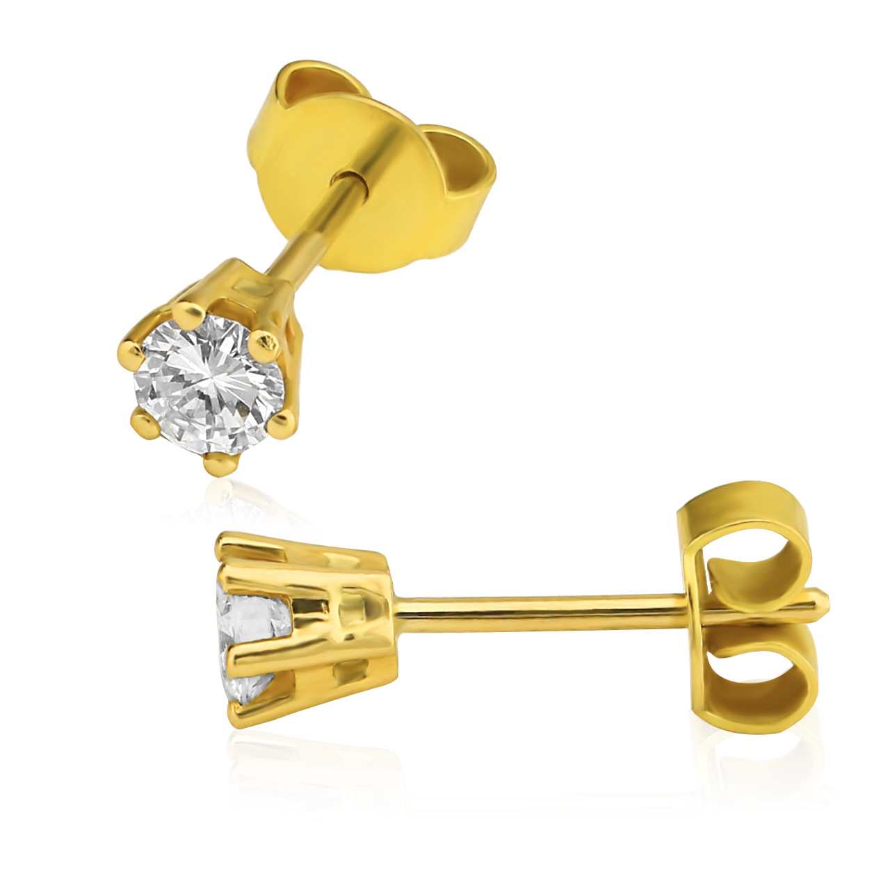 Diamant Ohrstecker 585er Gelbgold Solitaire 0,40ct. W/SI1