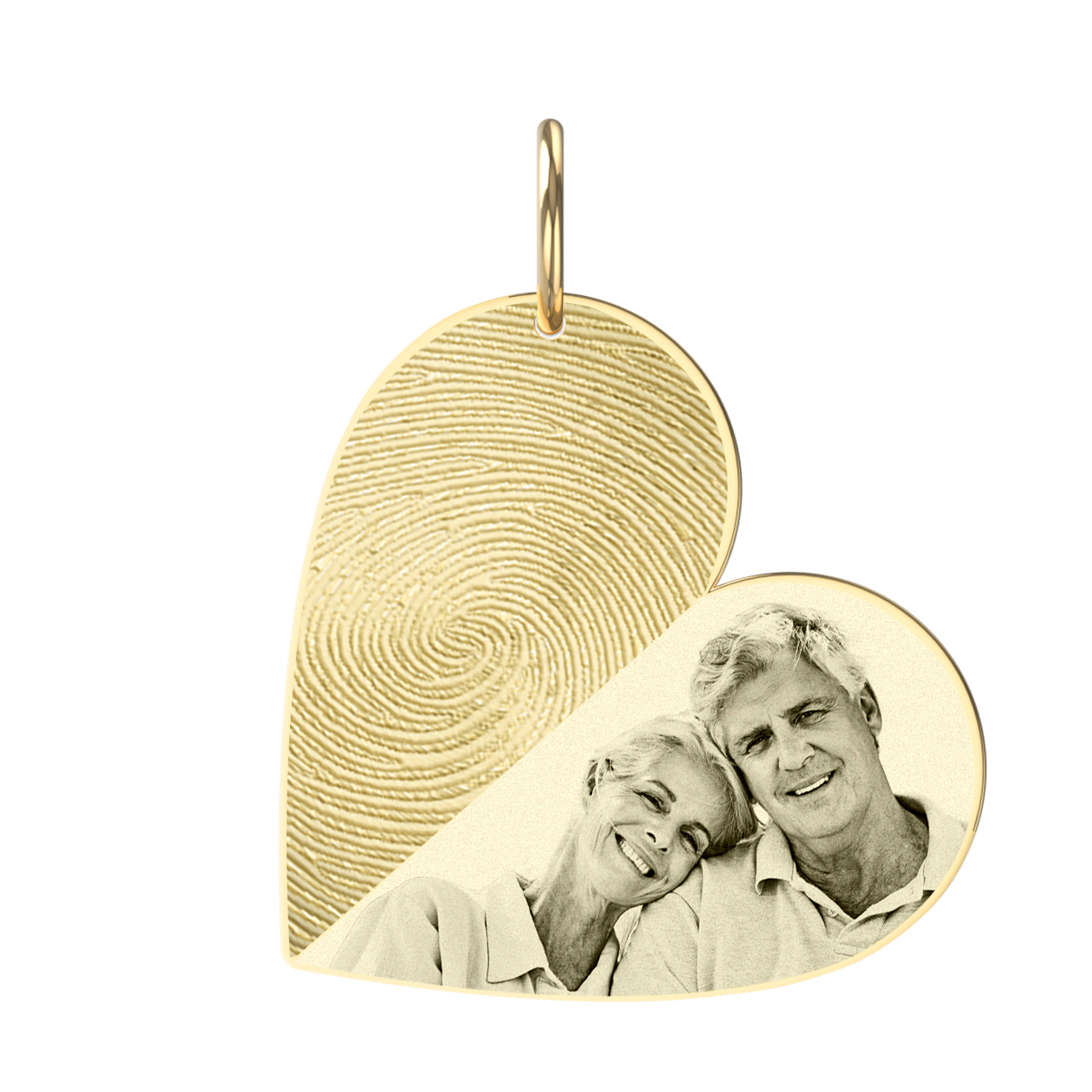 Finger Abdruck Foto Herz Gravurplatte Gravuranhänger 585 Gold - AN422