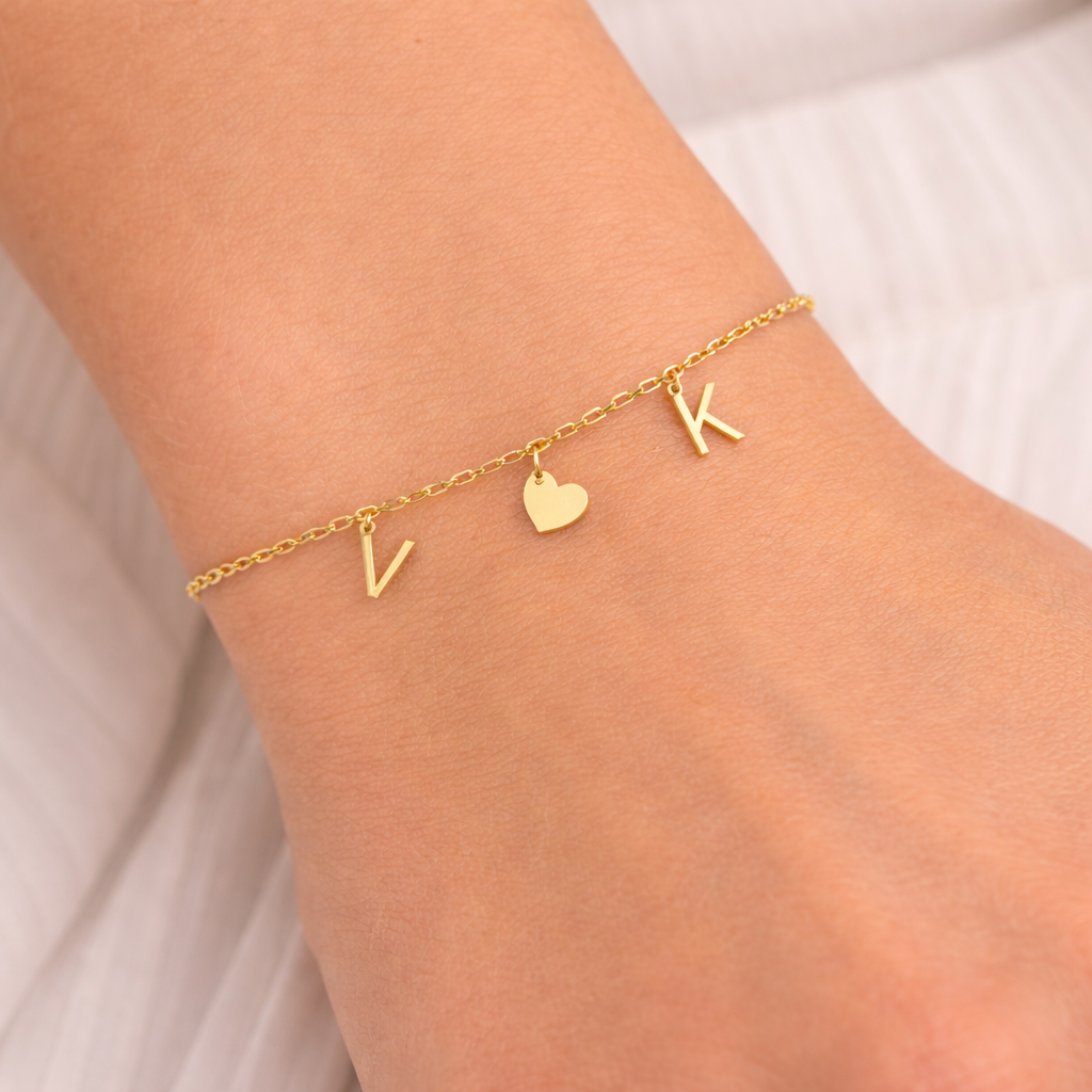 Buchstaben Herz Armband 585 Gold