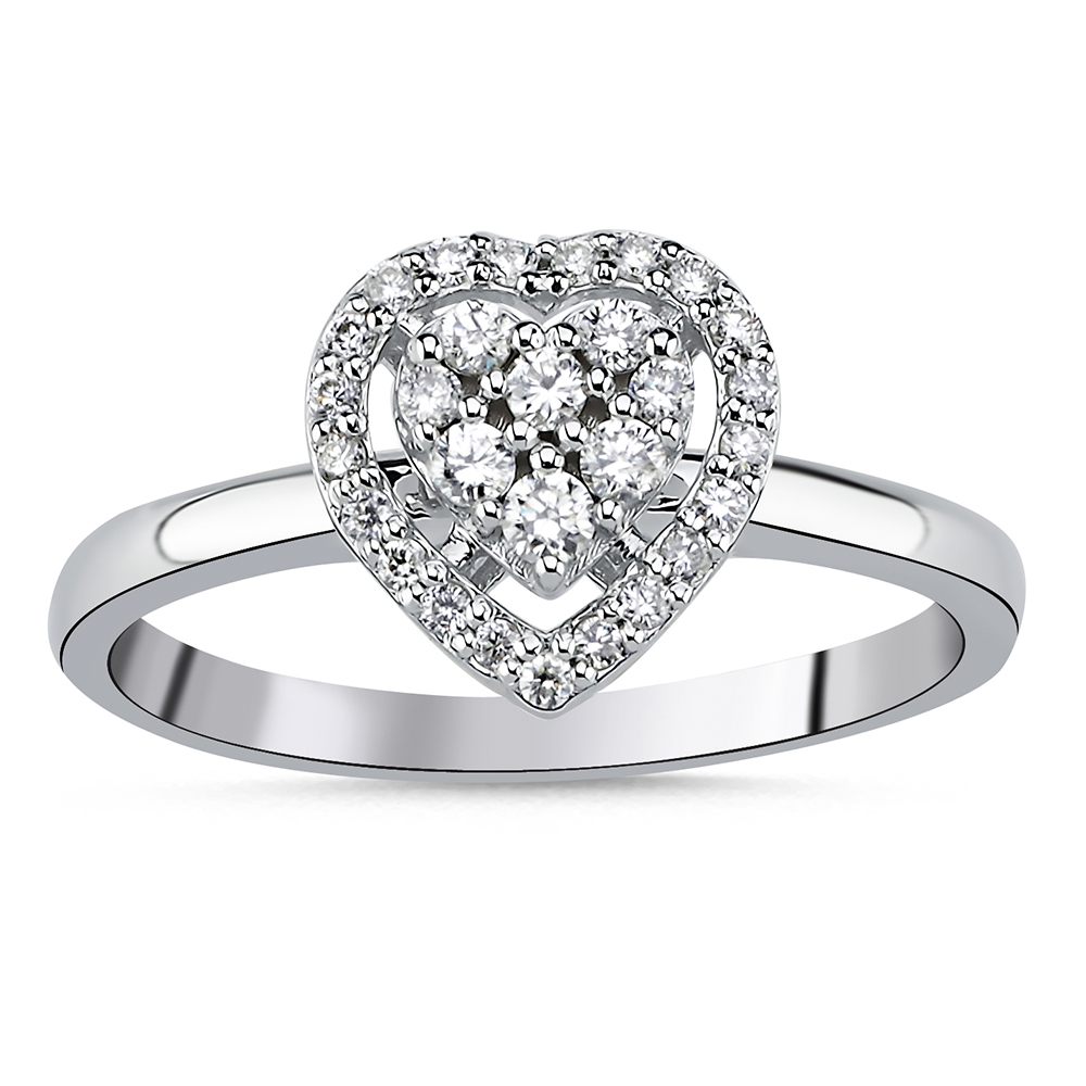 Halo Herz Verlobungsring 585/- Gold 0,43ct. Brillant