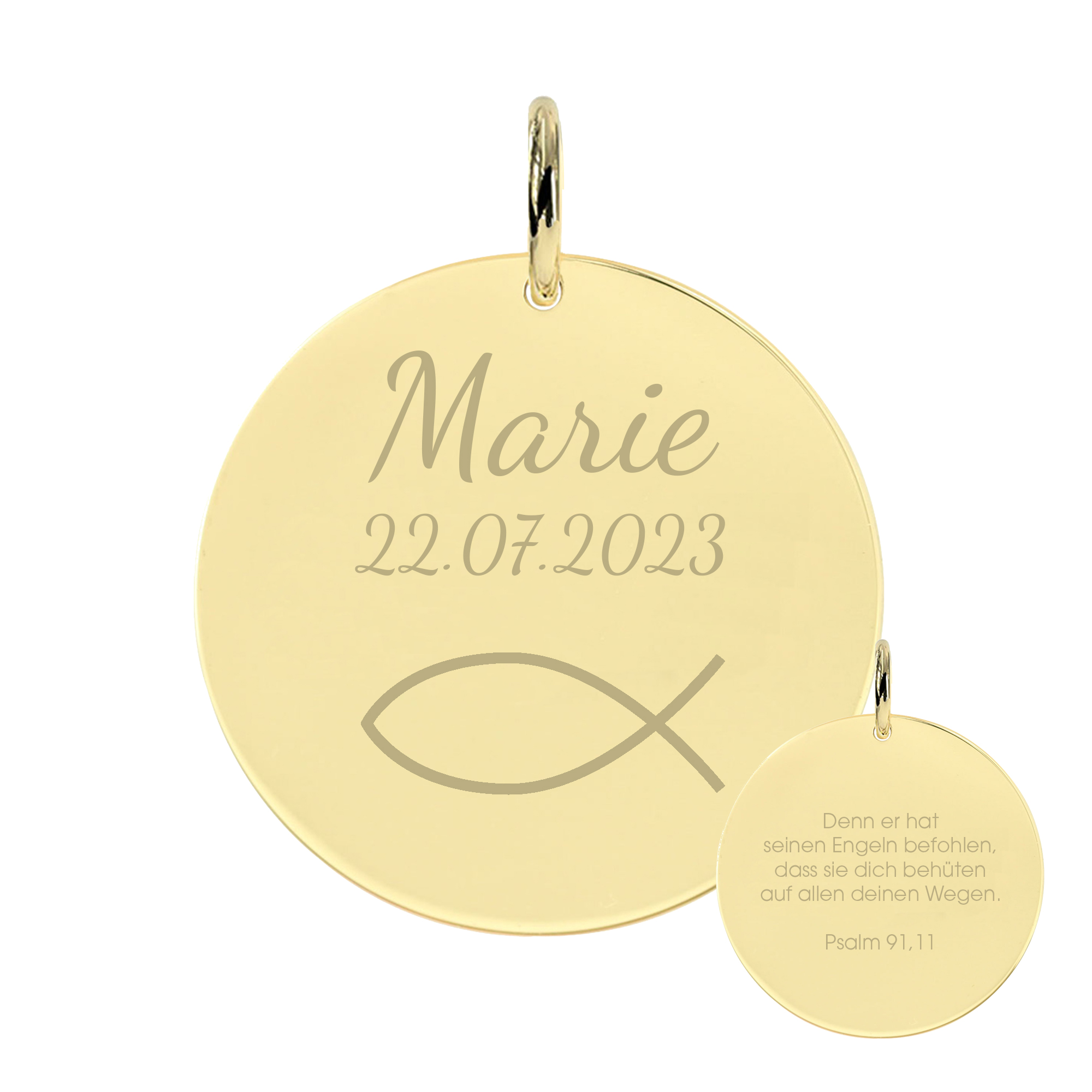 Taufe Fisch Chloé Gravur-Anhänger/Plättchen