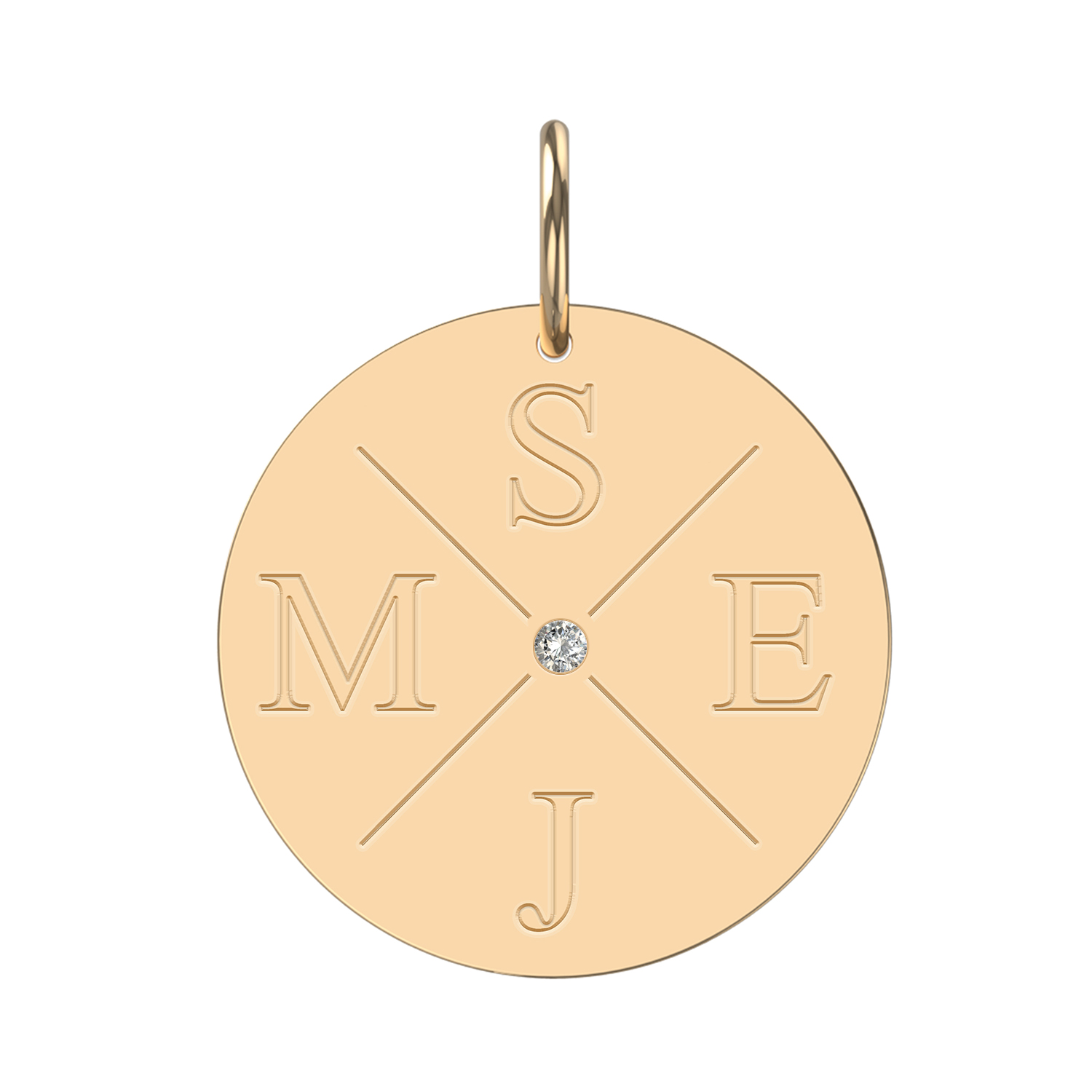 X Initialien Buchstaben Gravuranhänger mit Brillant Roségold
