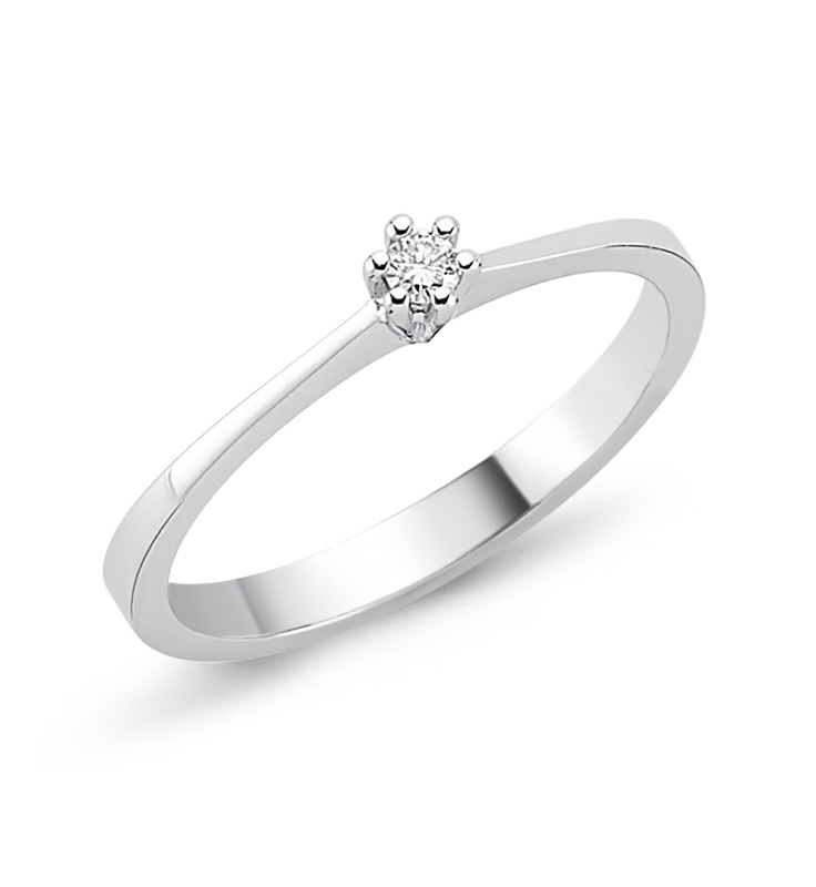 Solitairering Verlobungsring 585er Weißgold 0,05ct. H/SI Brillantring RD78203