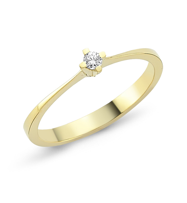 Solitairering Verlobungsring 585er Gelbgold 0,05ct. H/SI Brillantring RD58202